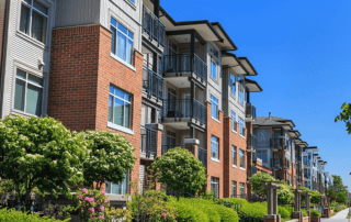 Orange brick apartment complex.